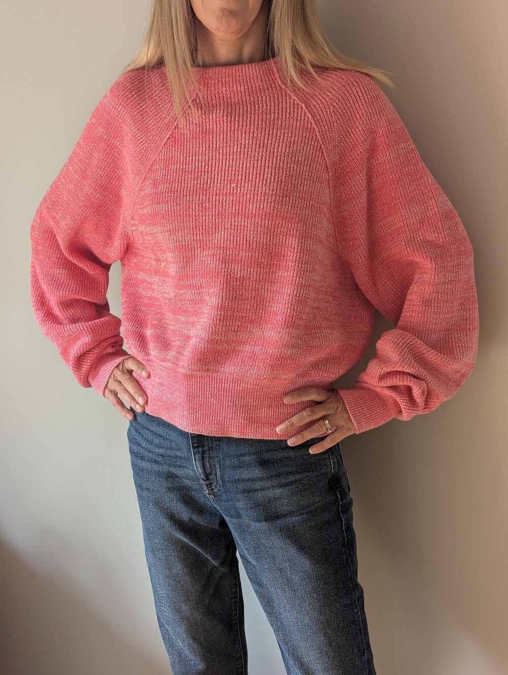 Free People Pink Raglan Sleeve Sweater